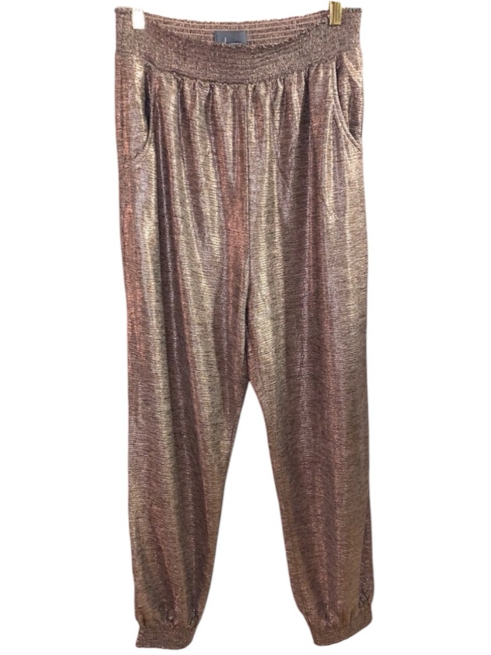 Anthropologie Nwt lightweight, metallic rose jogger pant, stretchy, size Medium - Picture 2 of 12